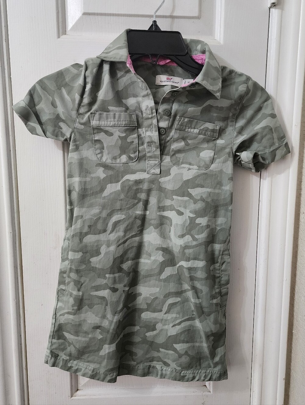 Vineyard Vines Margo Camo Utility Shirt Dress – Olive Green/Gray
